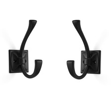 2 PCS Matte Black Coat Hooks Wall Mounted Double Robe Towel Heavy Duty Hanger