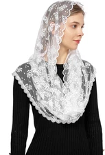 Embroidered Lace Chapel Veil Infinity Mantilla Veils Catholic Church Veil Latin
