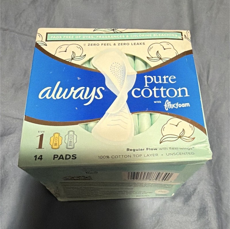 Always Pure Cotton with FlexFoam Regular Sanitary Napkins Unscented 14 Pack