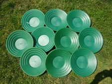 Lot of 10 Large 14" Green Gold Pans Panning  Snuffer-Never to many Pans Sluice