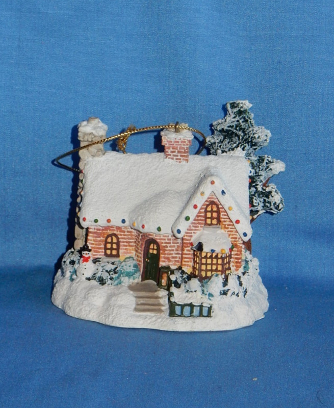 Bradford Thomas Kinkade 2001 Village Christmas Illuminated Christmas Ornament