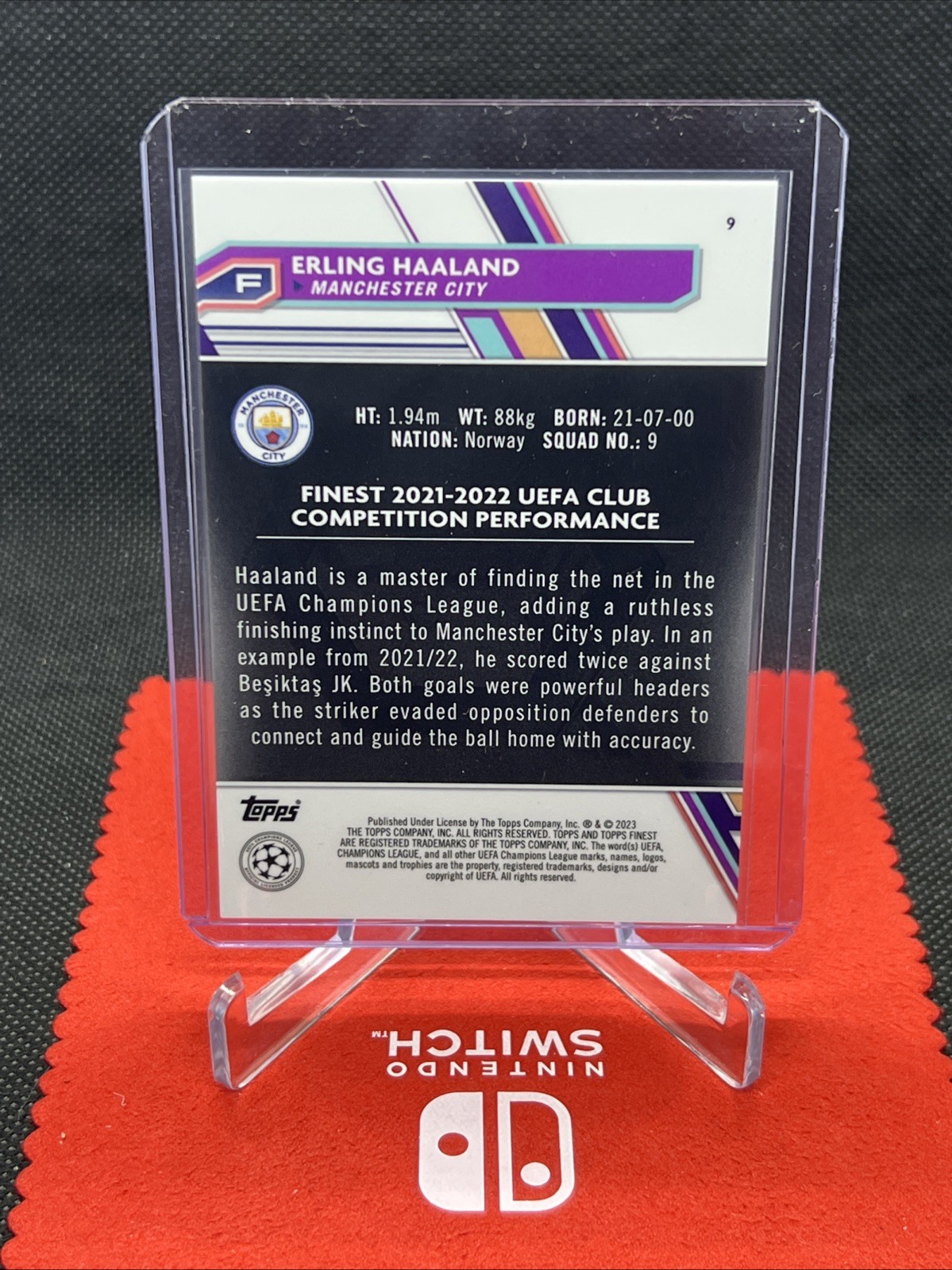 2022-23 Topps Finest UEFA Club Competitions - Erling Haaland #9 Purple 86/299 view 2