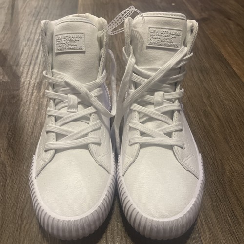 Levi's Women's Leather All White High Top Sneakers Size 7.5