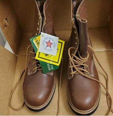 New with tags and box Vintage walker oil resistant men\'s boots size 8 D Vintage NOS Walker Leather Logger Work Boots Vibram Soles  main image 3