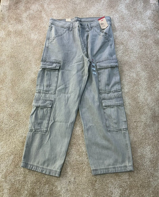 Levi's 578 Baggy Fit Cargo Jeans Men's 36x32 gray Wash Cotton new