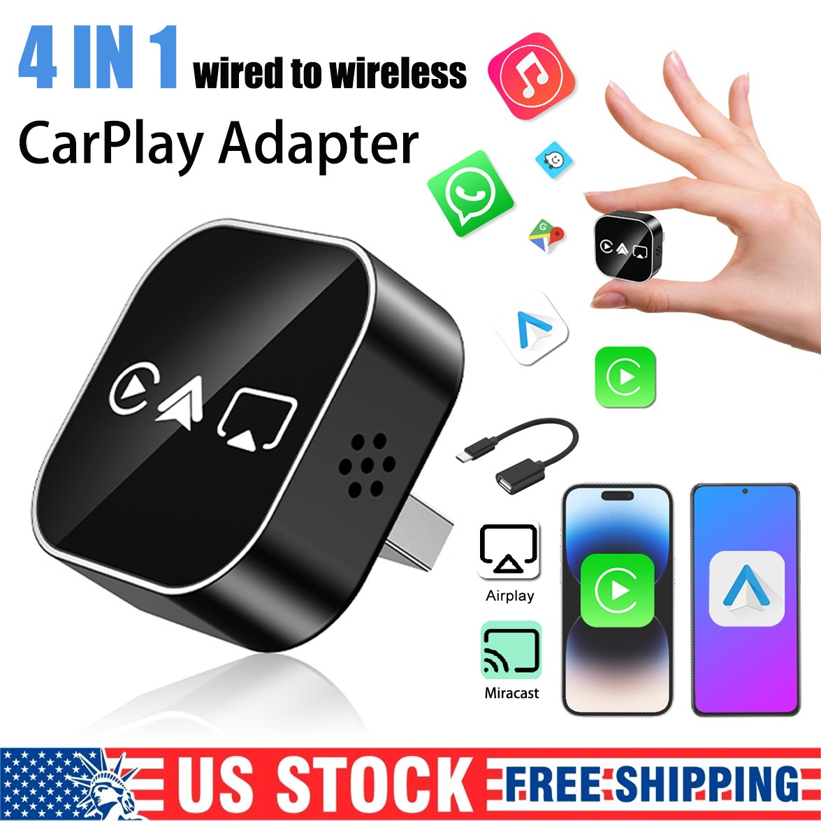 Wired to Wireless CarPlay Adapter for Apple iPhone/Android Auto/AirPlay/Miracast