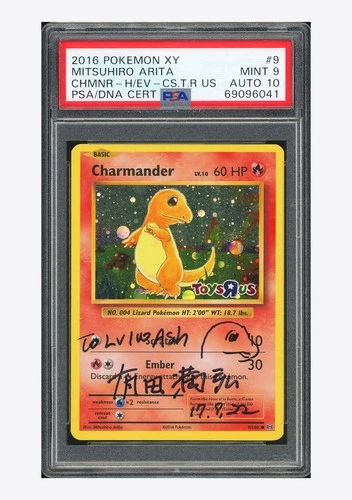 Pokemon PSA 9 AUTO 10 Charmander Holo Mitsuhiro Arita 2016 9/108 Toys R US ENG