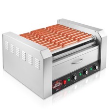 Commercial Electric 30 Hot Dog 11 Roller Grill Cooker Machine with Bun Warmer