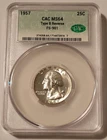 1957 Washington Quarter Type B Reverse MS64 CACG
