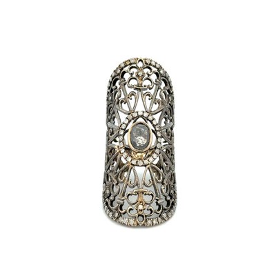 Loree Rodkin 18K WG 1.65ctw Diamond Navette Cuff Ring Sz 8 16.2g