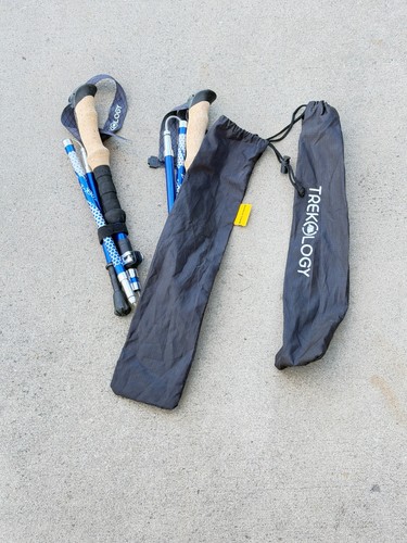 Set of Trekology Trek Z Folding Trekking Poles 120-135CM Blue .. 9X