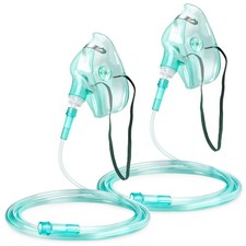 ANSNF 2 Pack Oxygen Mask for Face Adult with 6.6' Tube  Size M-2pcs, Green