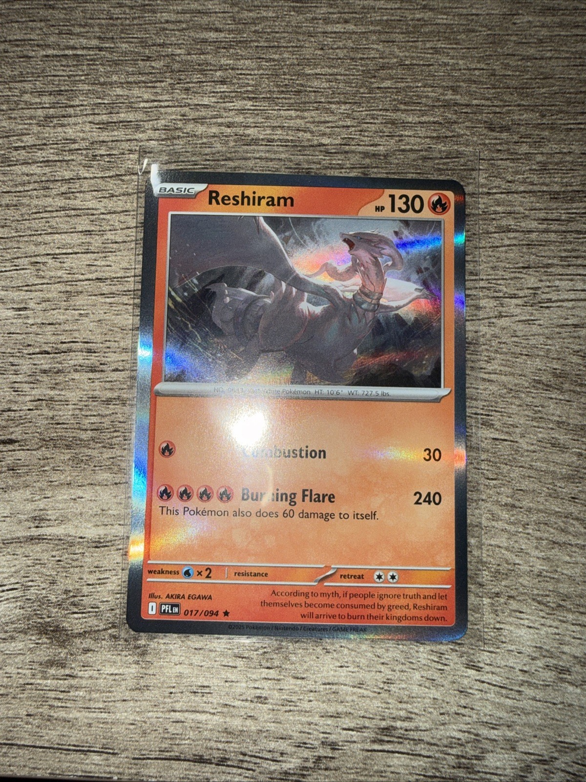 Pokémon Reshiram 017/094 Me02: Phantasmal Flames Holo Rare 130HP