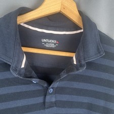 UnTuckIt Long Sleeve Polo Shirt Mens XL Blue Stripe Cotton