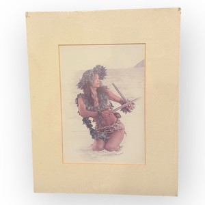 Himani Size 10” X 8” Hawaii Hula Colorized Vintage Look Matted Photo Print