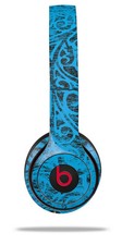 Skin Wrap for Beats Solo Wireless 2 3 4 Folder Doodles Blue Medium SKIN ONLY