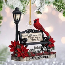 Cardinal Memorial Ornament Loss of Dad Sympathy Gift Bench Remembrance Decor