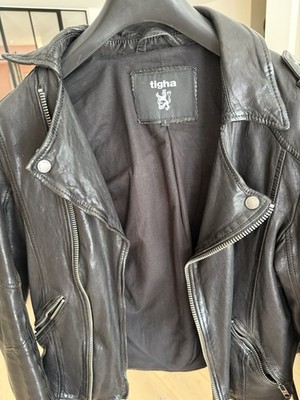 Original TIGHA Lederjacke Schwarz Gr. S Top Zustand Bikerjacke