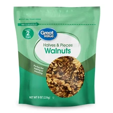 Great Value Walnuts Halves & Pieces, 08 oz Free Shipping