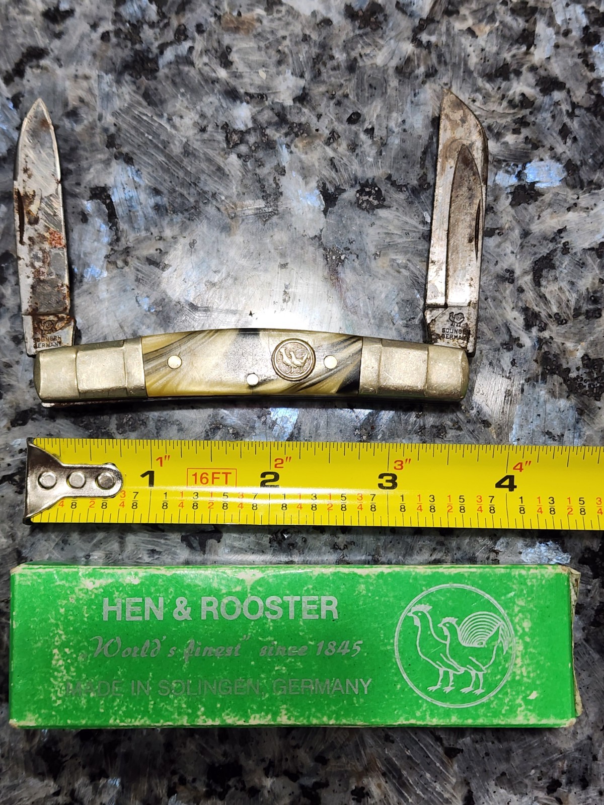 Hen & Rooster Pocket Knife 324C 24KT Bertram Solingen Germany 4 Blade Congress