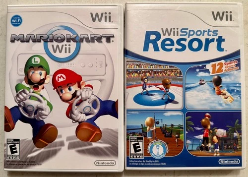 Wii Mariokart & Wii Sports Resort - Disc, Booklets & Case VGC