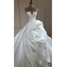 NWT Couture-Inspired White Strapless Wedding Dress Ball Gown Sz MEDIUM