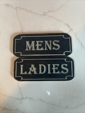 Set of 2 Handmade Wood Bathroom Signs Ladies and Mens