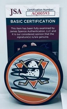 Leo Carlsson signed Anaheim Ducks Reverse Retro Puck autographed JSA COA