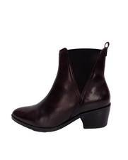 Marks & Spencer Boots Women Wine Leather UK 4 Low Heel Chelsea Pointed Toe Ankle