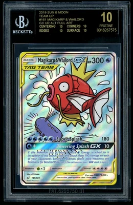 POKEMON SUN&MOON TEAM UP MAGIKARP & WAILORD #161 GX UR BGS 10 BLACK LABEL POP 8