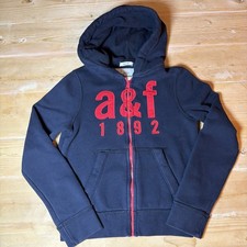 Abercrombie  Fitch Hoodie Kids size M Navy Red Fleece Full Zip Jacket Hood