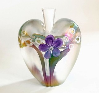 VINTAGE ZELLIQUE SIGNED ART GLASS PERFUME BOTTLE GORGEOUS IRIDESCENCE