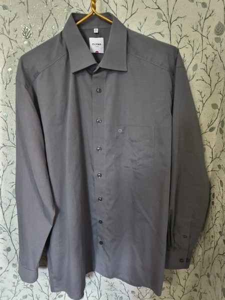 Men Olymp Shirt Grey Cotton 42 / XL / 50 #BX43