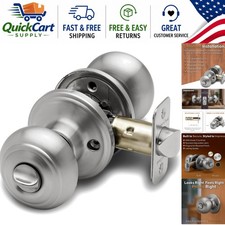 Elegant Satin Stainless Privacy Door Knob - Modern Heavy Duty Handle, Easy In...