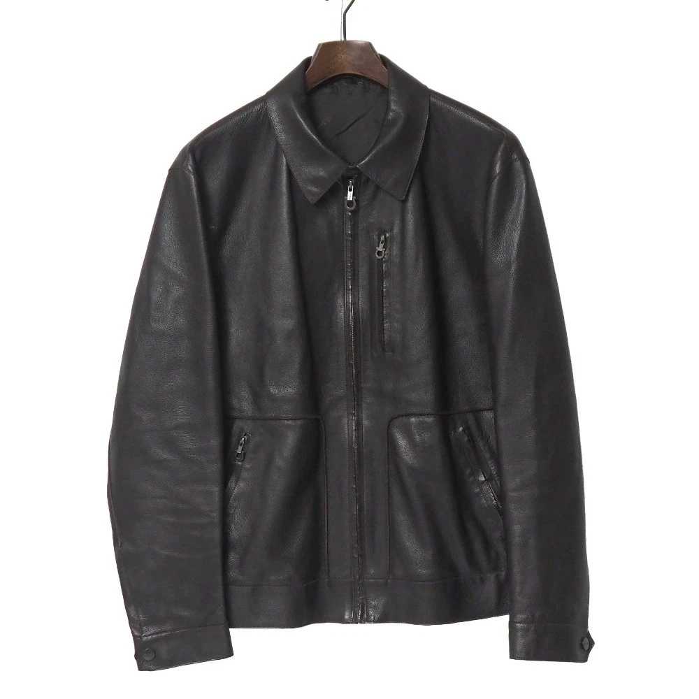Salvatore Ferragamo Leather Outer Shell Brown Coats, Jackets