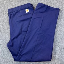 Carhartt Loose Fit Canvas Work Utility Pants Men's 40x32 Navy Blue Cotton Blend