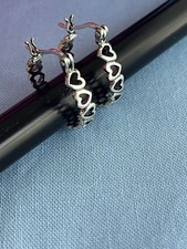Heart Hoop Earrings Sterling Silver 925, Beautifully Crafted 