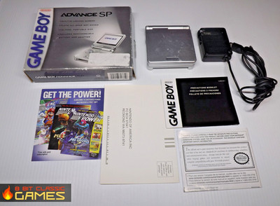 TESTED & WORKING! Silver Nintendo Gameboy Advance SP 001 System in Box - 719a
