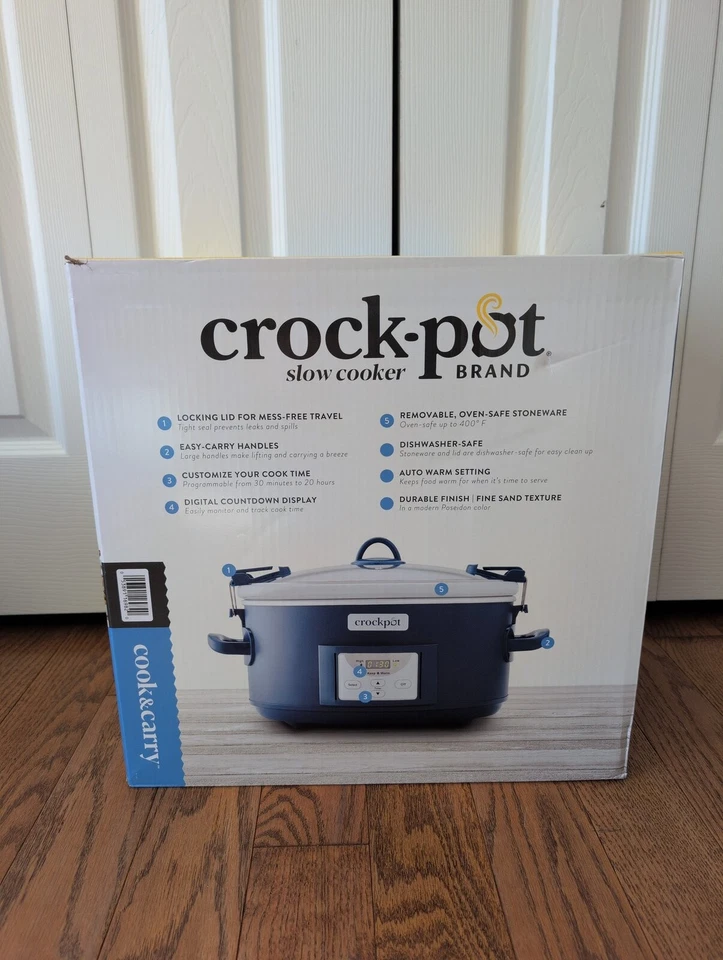 Crock-Pot 7qt One Touch Cook & Carry Slow Cooker Blue Locking Lid Programmable - Image 3 of 4