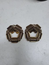 Vintage MUSI Woven Gold Tone Metal Shoe Clips Buckles Large Oversized Matching