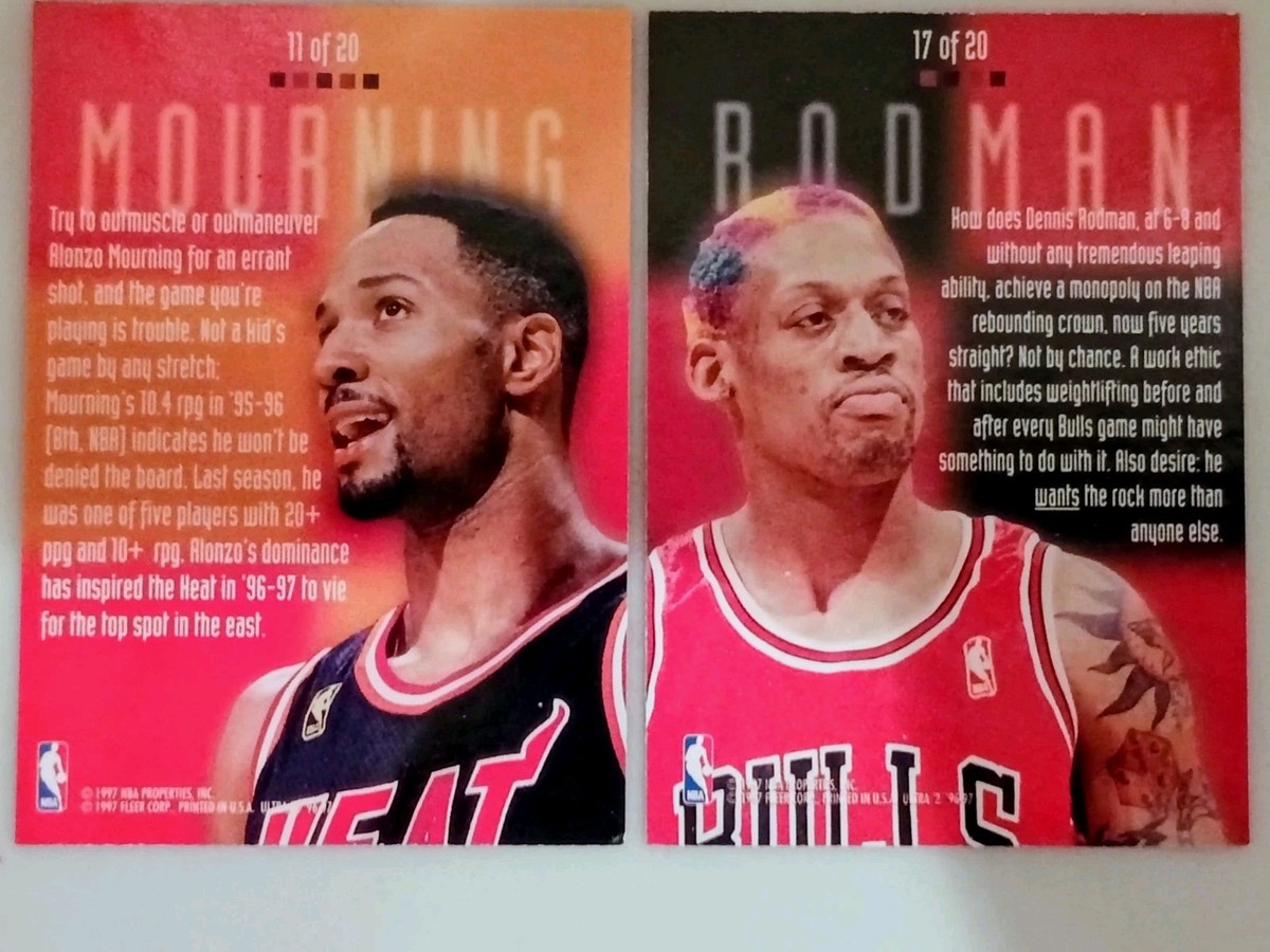 96/97 Fleer Ultra Board Game #17 Dennis Rodman and #11 Alonzo 