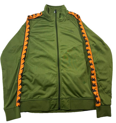 Kappa 222 Banda Anniston schmale Trainingsjacke in grün mit Orange Größe M