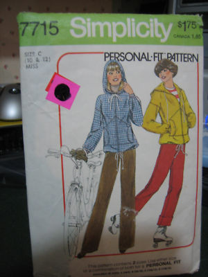 Simplicity 7715 Misses Hooded Jacket & Pants Pattern - Size 10 & 12