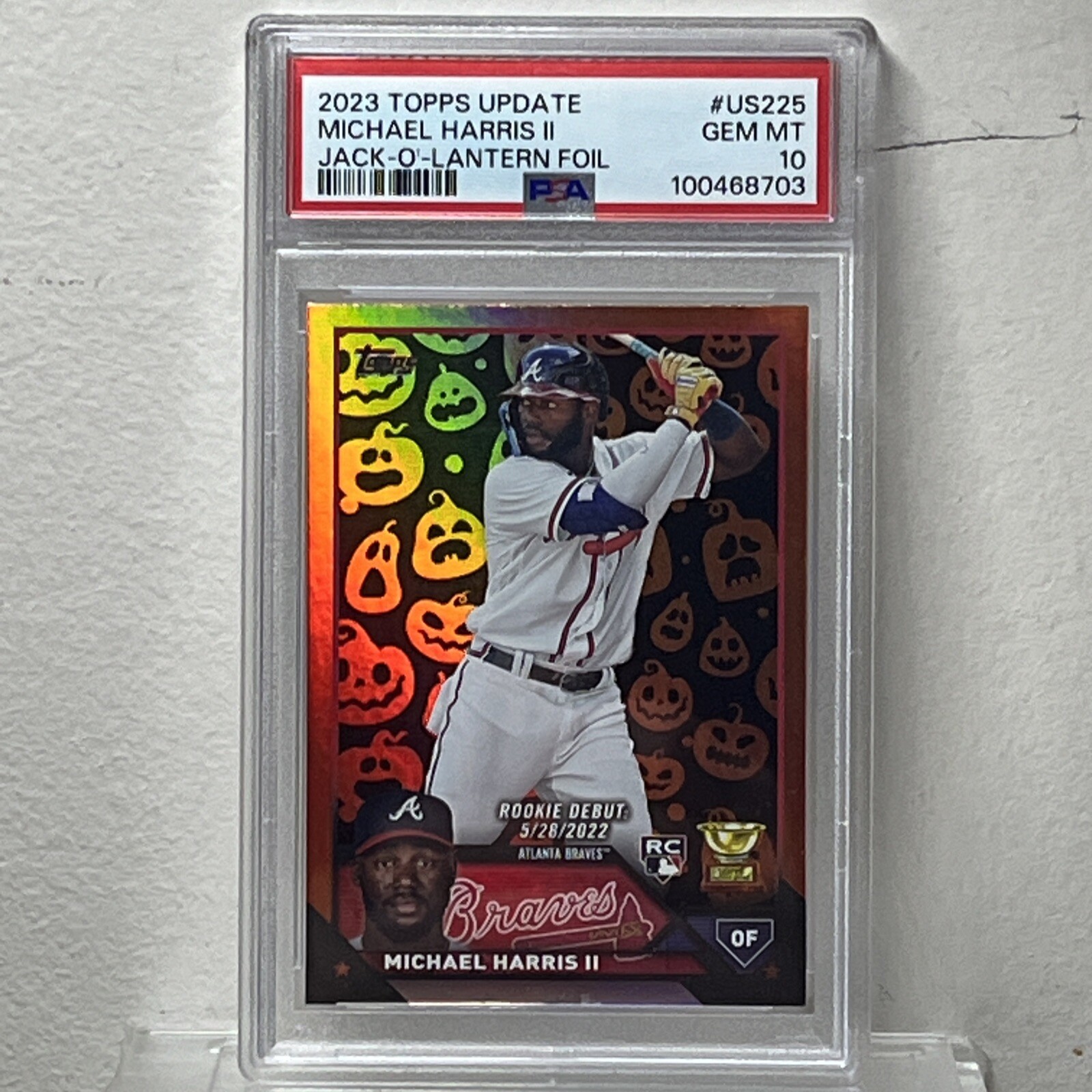 2023 Topps Update Michael Harris II Jack-O-Lantern Foil Rookie Debut PSA 10 GEM