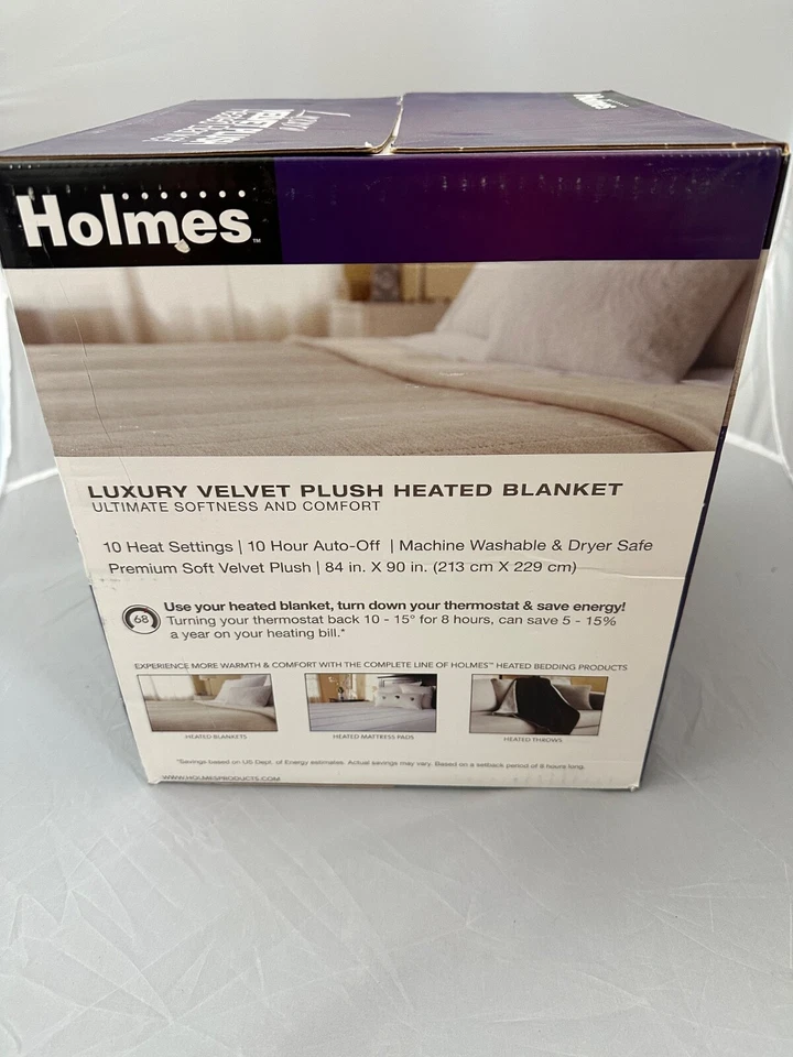 NUEVO Holmes Sunbeam Terciopelo LUJO Felpa Eléctrica Calefacción Manta Queen - MARRÓN Foto 4 de 4
