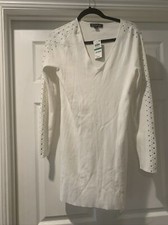 I-N-C Womens Embellished Sweater Dress, White, Large