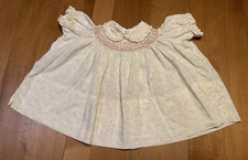 Vintage 1970s Polly Flinders Floral Smocked Baby Dress 12 Months