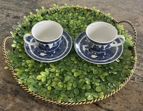 Johnson Brothers Since 1883 England BLUE WILLOW Pattern cup & saucer set of 2