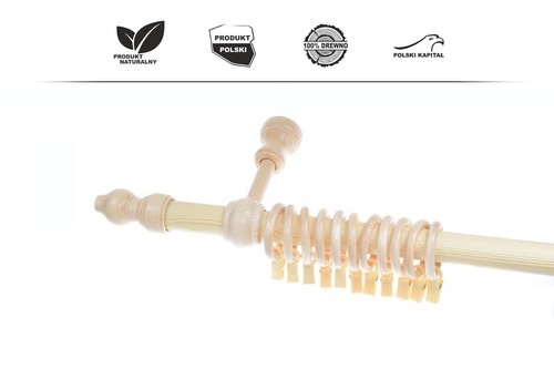 TRADITIONAL WOODEN CURTAIN POLE SINGLE SET WITH BRACKETS RINGS & FINIALS 28mm - Picture 10 of 19