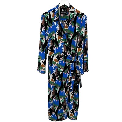 Donna Morgan Midi Wrap Dress Size 14W Cheetah Tropical Long Sleeve Stretch New